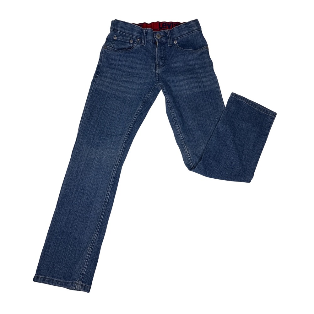 Levi Jeans Boys Size 10 Blue Cotton Blend Straight Leg Adjustable Waist Denim